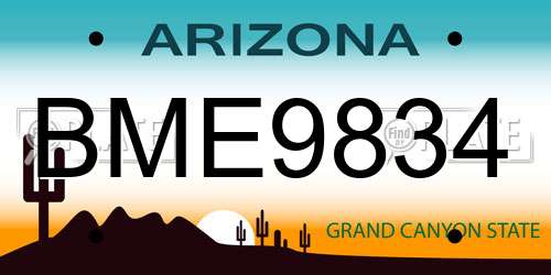 BME9834 Arizona License Plate