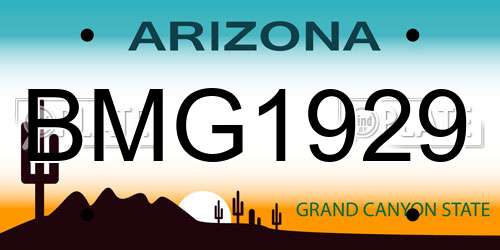 BMG1929 Arizona License Plate