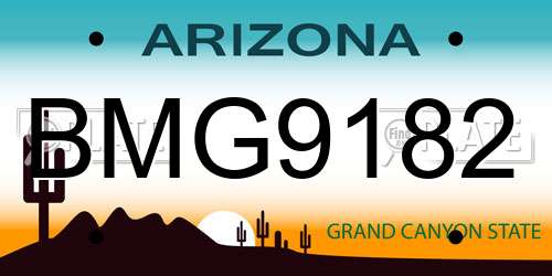 BMG9182 Arizona License Plate