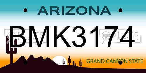 BMK3174 Arizona License Plate