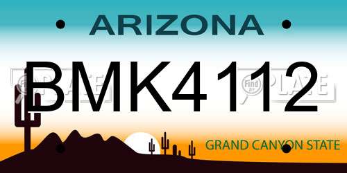 BMK4112 Arizona License Plate