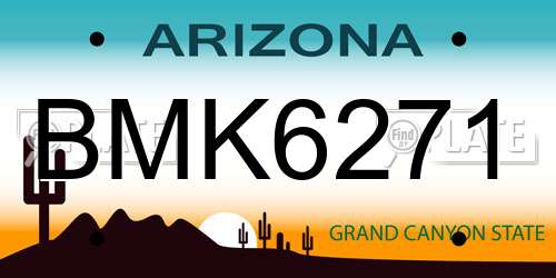 BMK6271 Arizona License Plate