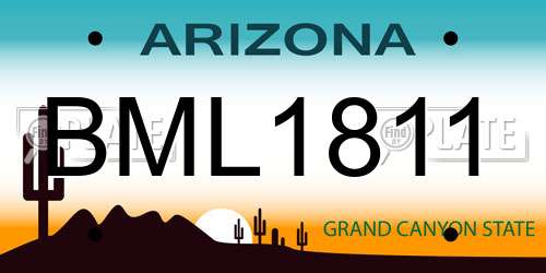 BML1811 Arizona License Plate