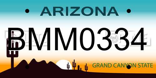 BMM0334 Arizona License Plate