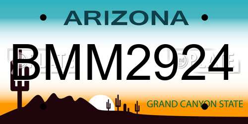 BMM2924 Arizona License Plate