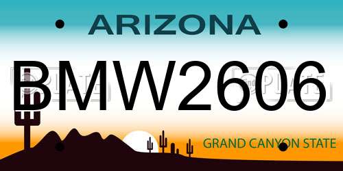 BMW2606 Arizona License Plate