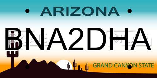 BNA2DHA Arizona License Plate