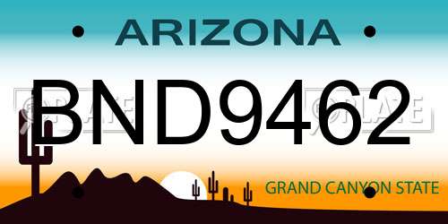 BND9462 Arizona License Plate