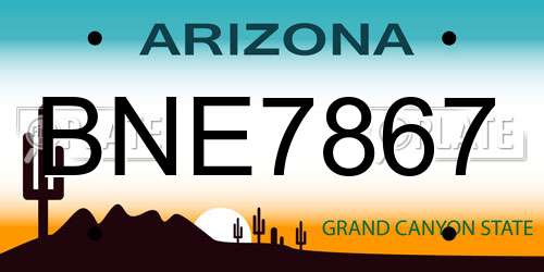 BNE7867 Arizona License Plate