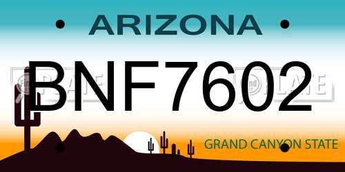 BNF7602 Arizona License Plate