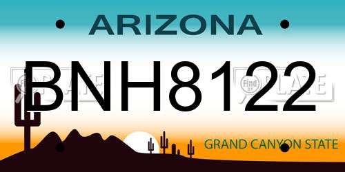 BNH8122 Arizona License Plate