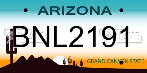 BNL2191 Arizona License Plate