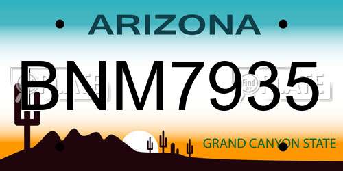 BNM7935 Arizona License Plate