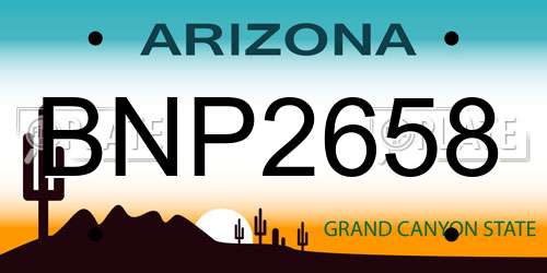 BNP2658 Arizona License Plate