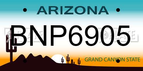 BNP6905 Arizona License Plate