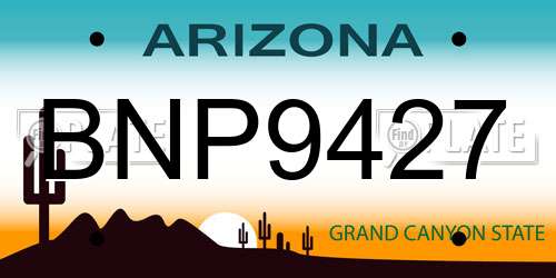BNP9427 Arizona License Plate
