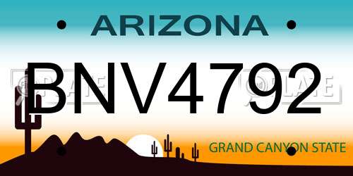 BNV4792 Arizona License Plate