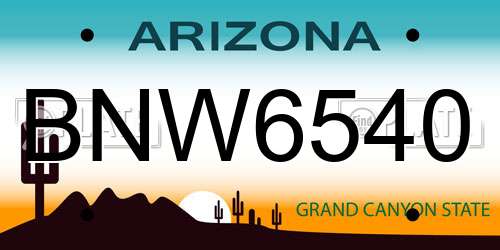 BNW6540 Arizona License Plate