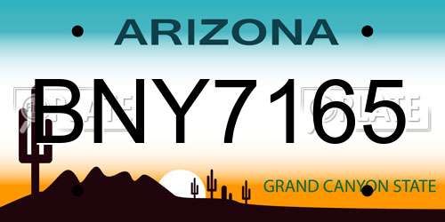 BNY7165 Arizona License Plate
