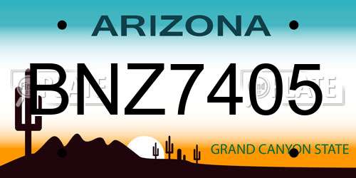 BNZ7405 Arizona License Plate