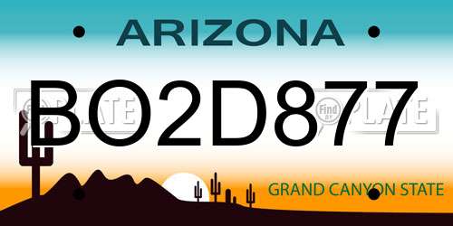 BO2D877 Arizona License Plate