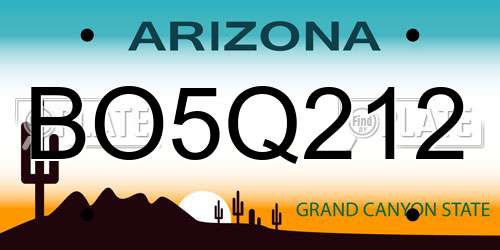 BO5Q212 Arizona License Plate
