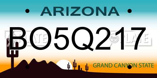 BO5Q217 Arizona License Plate