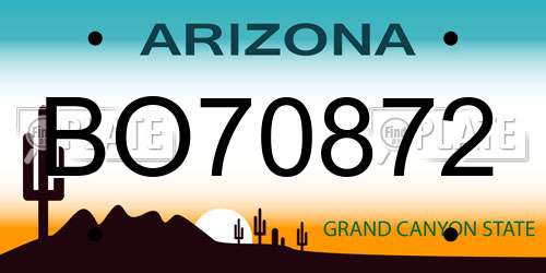 BO70872 Arizona License Plate