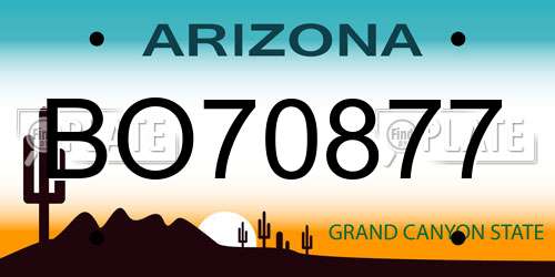 BO70877 Arizona License Plate
