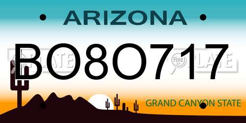 BO8O717 Arizona License Plate