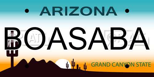 BOASABA Arizona License Plate