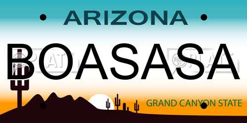 BOASASA Arizona License Plate