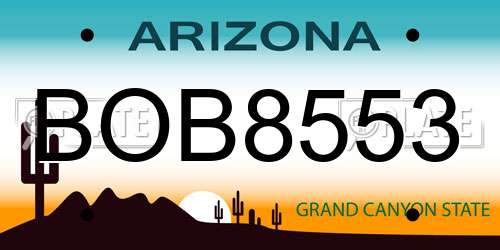 BOB8553 Arizona License Plate