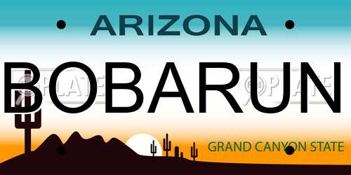 BOBARUN Arizona License Plate
