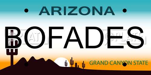 BOFADES Arizona License Plate