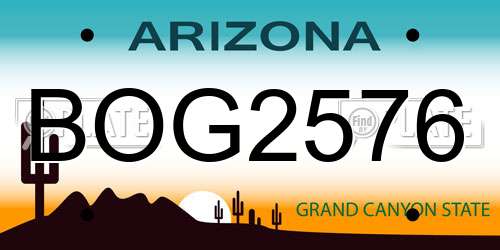BOG2576 Arizona License Plate