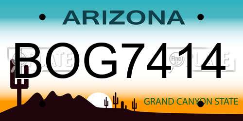 BOG7414 Arizona License Plate