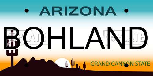 BOHLAND Arizona License Plate