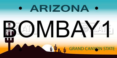 BOMBAY1 Arizona License Plate