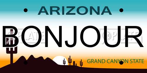 BONJOUR Arizona License Plate