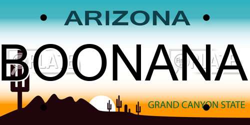 BOONANA Arizona License Plate