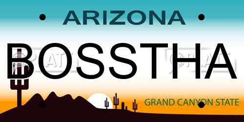 BOSSTHA Arizona License Plate
