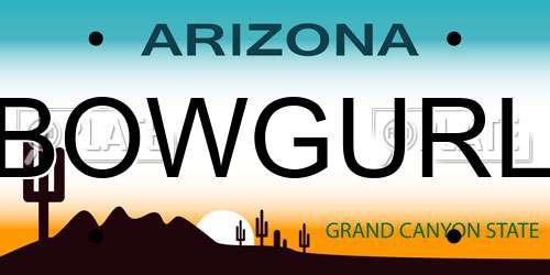 BOWGURL Arizona License Plate