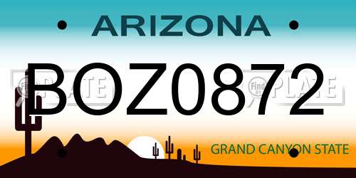 BOZ0872 Arizona License Plate