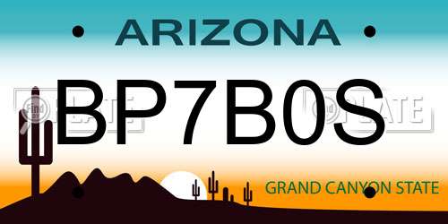 BP7B0S Arizona License Plate