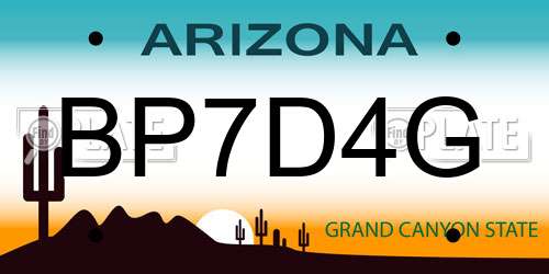 BP7D4G Arizona License Plate