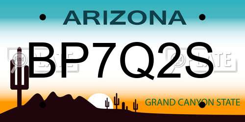 BP7Q2S Arizona License Plate