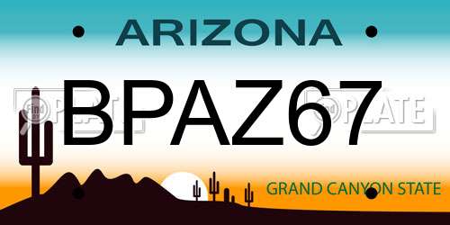 BPAZ67 Arizona License Plate