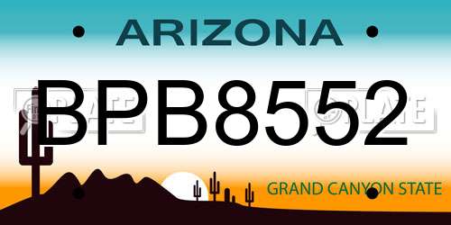 BPB8552 Arizona License Plate