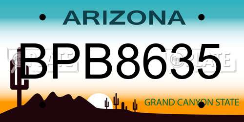 BPB8635 Arizona License Plate